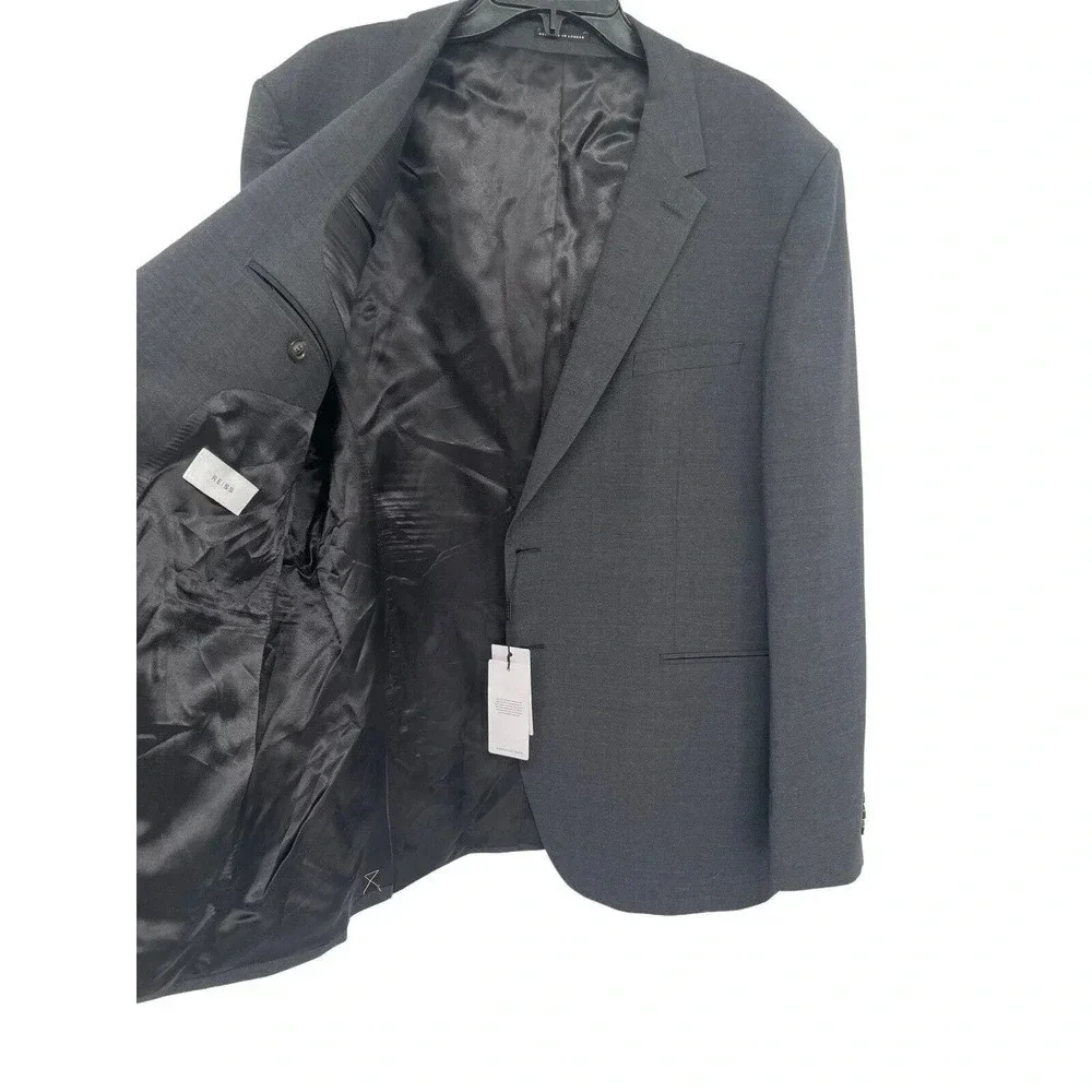 Reiss Men's Hope Blazer 2 Button Notch Travel Jacket Size 46 Regular Charcoal